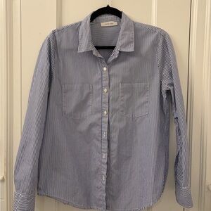 Anine Bing Navy Striped Button Down Shirt